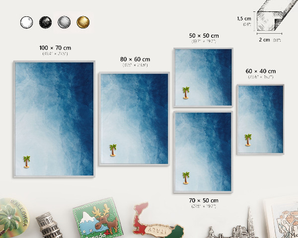 Tableau magnétique décoratif avec cadre argenté Abstractions bleues