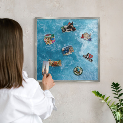 Tableau pour collection d'aimants cadre argenté Vagues océaniques