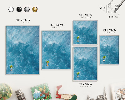 Tableau pour collection d'aimants cadre argenté Vagues océaniques