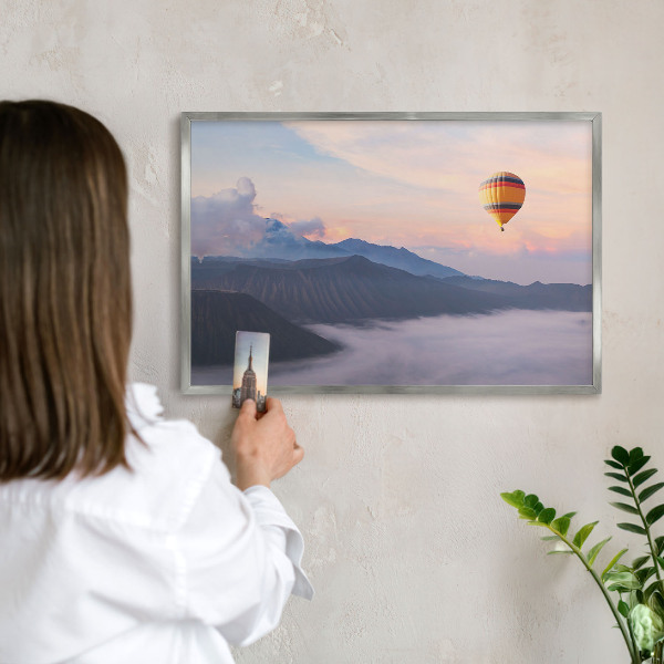 Tableau magnétique décoratif avec cadre argenté Voyage dans le ciel