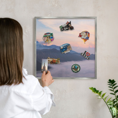 Tableau magnétique décoratif avec cadre argenté Voyage dans le ciel