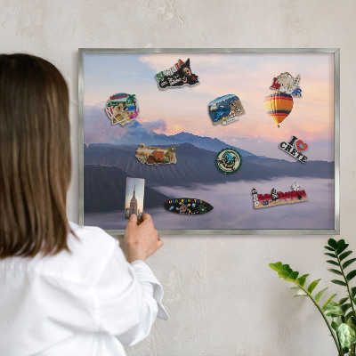 Tableau magnétique décoratif avec cadre argenté Voyage dans le ciel