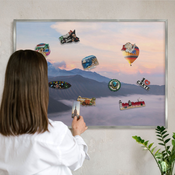 Tableau magnétique décoratif avec cadre argenté Voyage dans le ciel