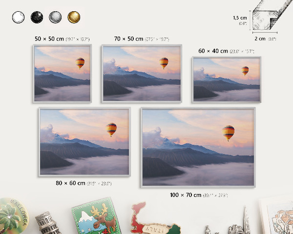 Tableau magnétique décoratif avec cadre argenté Voyage dans le ciel