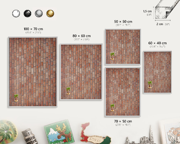 Tableau magnétique décoratif avec cadre argenté Mur de briques