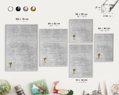 Tableau magnétique décoratif avec cadre argenté Texture grise