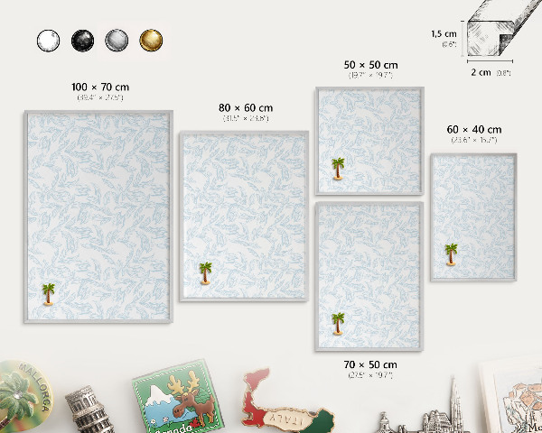 Tableau pour collection d'aimants cadre argenté Thème clair