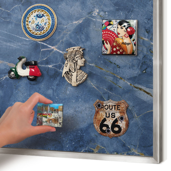 Tableau magnétique décoratif avec cadre argenté Élégance du marbre