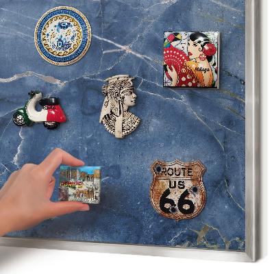 Tableau magnétique décoratif avec cadre argenté Élégance du marbre