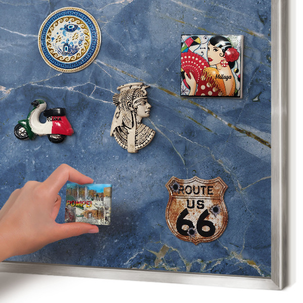 Tableau magnétique décoratif avec cadre argenté Élégance du marbre