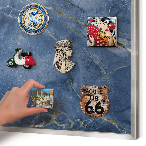 Tableau magnétique décoratif avec cadre argenté Élégance du marbre