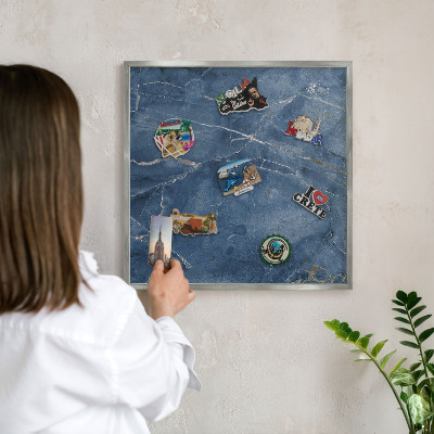 Tableau magnétique décoratif avec cadre argenté Élégance du marbre