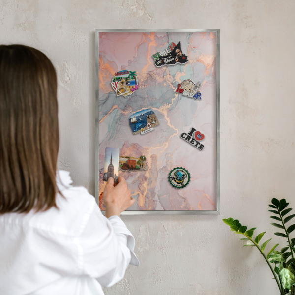 Tableau pour collection d'aimants cadre argenté Abstraction colorée
