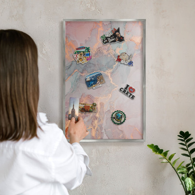 Tableau pour collection d'aimants cadre argenté Abstraction colorée
