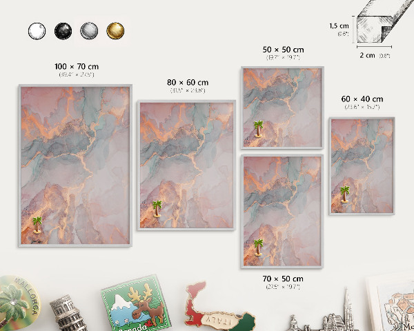 Tableau pour collection d'aimants cadre argenté Abstraction colorée