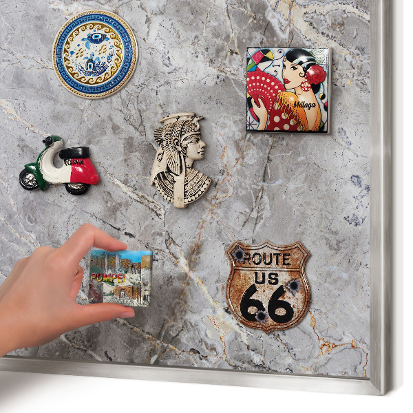 Tableau magnétique décoratif avec cadre argenté Marbre à motifs