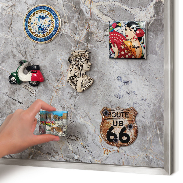 Tableau magnétique décoratif avec cadre argenté Marbre à motifs