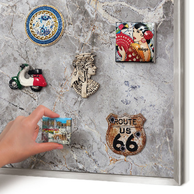 Tableau magnétique décoratif avec cadre argenté Marbre à motifs