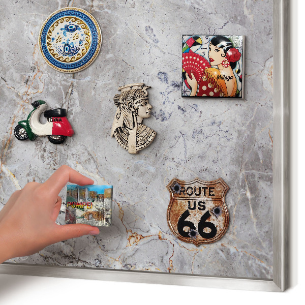 Tableau magnétique décoratif avec cadre argenté Marbre à motifs