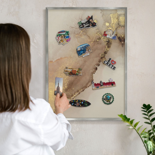Tableau pour collection d'aimants cadre argenté Éclat élégant