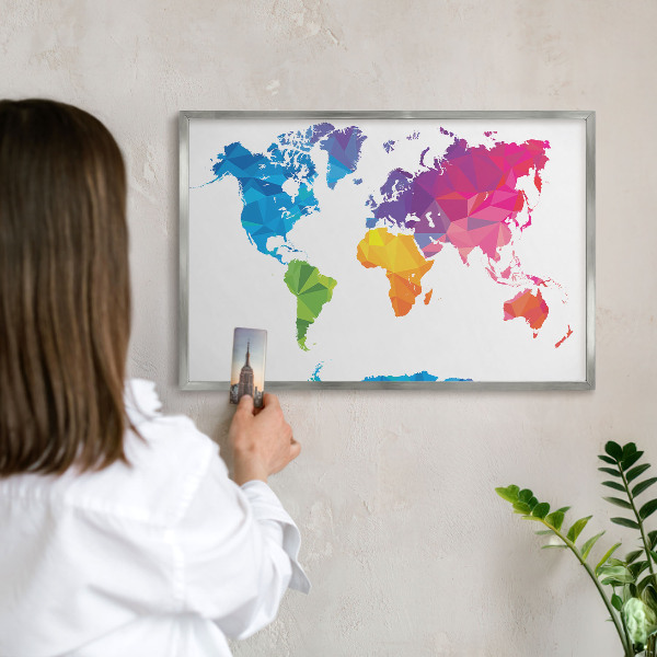 Tableau pour collection d'aimants cadre argenté Carte des couleurs