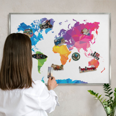 Tableau pour collection d'aimants cadre argenté Carte des couleurs