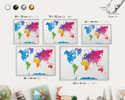 Tableau pour collection d'aimants cadre argenté Carte des couleurs