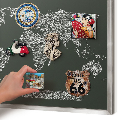 Tableau magnétique décoratif avec cadre argenté Carte textuelle