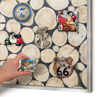 Tableau magnétique décoratif avec cadre argenté Texture bois