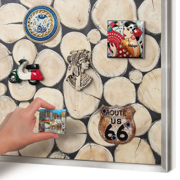 Tableau magnétique décoratif avec cadre argenté Texture bois
