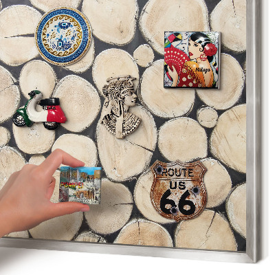 Tableau magnétique décoratif avec cadre argenté Texture bois