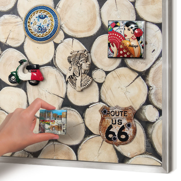 Tableau magnétique décoratif avec cadre argenté Texture bois