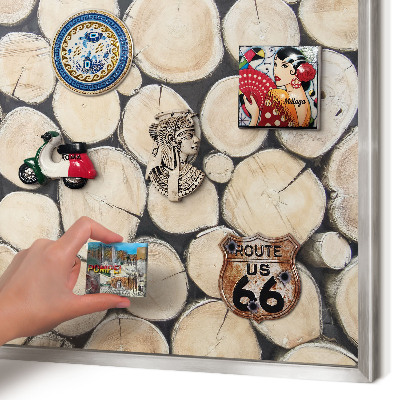 Tableau magnétique décoratif avec cadre argenté Texture bois