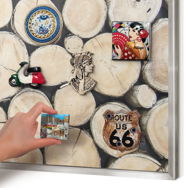 Tableau magnétique décoratif avec cadre argenté Texture bois