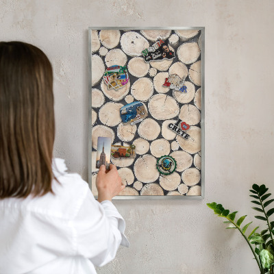 Tableau magnétique décoratif avec cadre argenté Texture bois