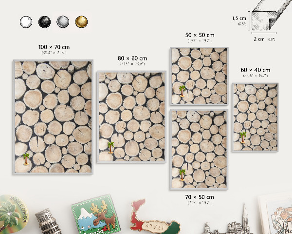 Tableau magnétique décoratif avec cadre argenté Texture bois
