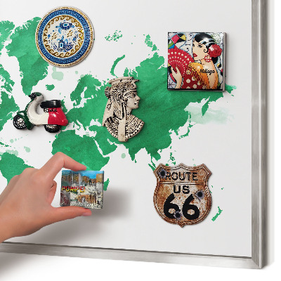 Tableau magnétique décoratif avec cadre argenté Carte verte