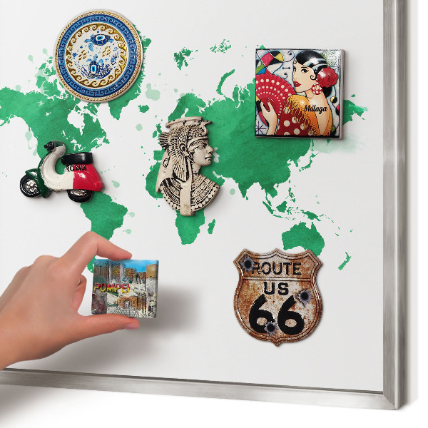 Tableau magnétique décoratif avec cadre argenté Carte verte