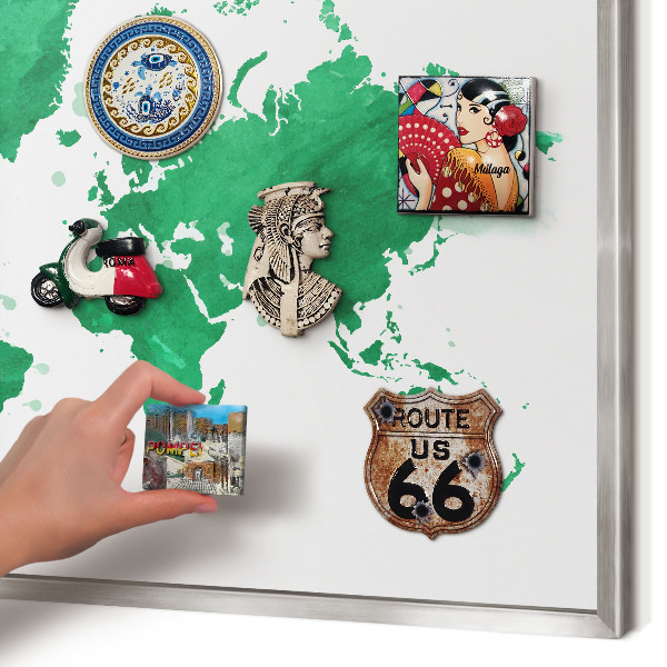 Tableau magnétique décoratif avec cadre argenté Carte verte
