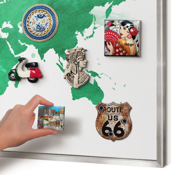 Tableau magnétique décoratif avec cadre argenté Carte verte