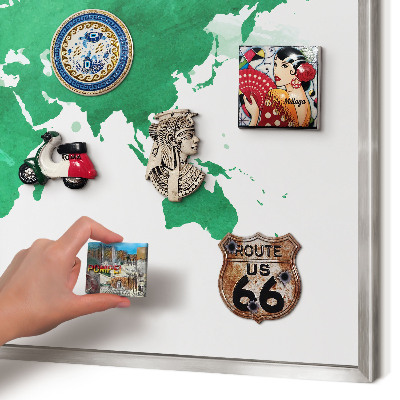 Tableau magnétique décoratif avec cadre argenté Carte verte