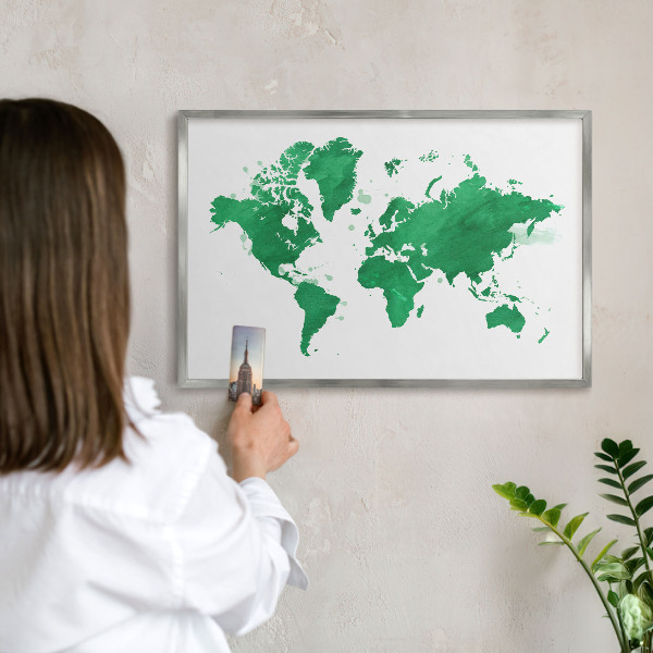 Tableau magnétique décoratif avec cadre argenté Carte verte