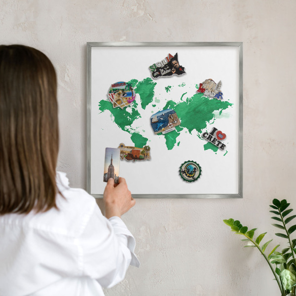 Tableau magnétique décoratif avec cadre argenté Carte verte