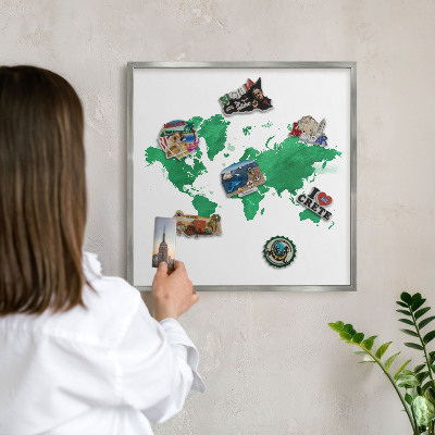Tableau magnétique décoratif avec cadre argenté Carte verte