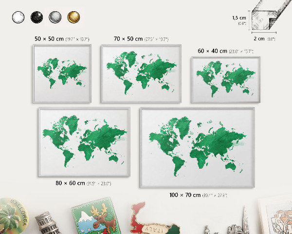 Tableau magnétique décoratif avec cadre argenté Carte verte