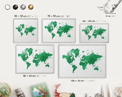 Tableau magnétique décoratif avec cadre argenté Carte verte