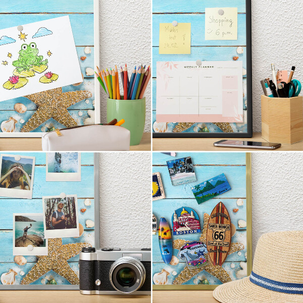 Tableau pour collection d'aimants cadre argenté Repos des vacances
