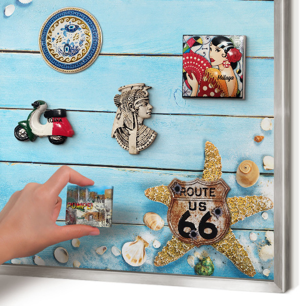 Tableau pour collection d'aimants cadre argenté Repos des vacances
