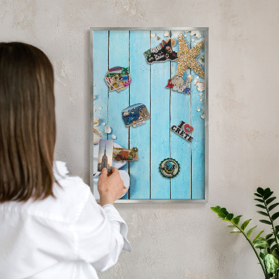 Tableau pour collection d'aimants cadre argenté Repos des vacances