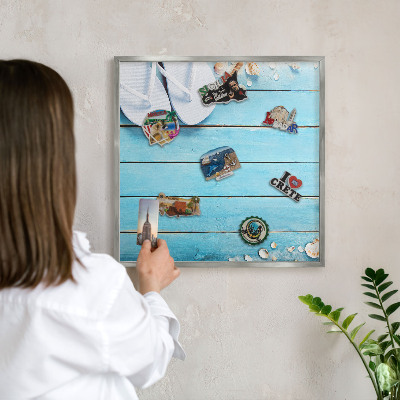 Tableau pour collection d'aimants cadre argenté Repos des vacances